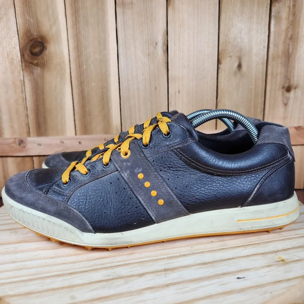 Ecco street Premier Golf Shoes Mens‎ 44 Brown Leather Casual Sneakers Comfort